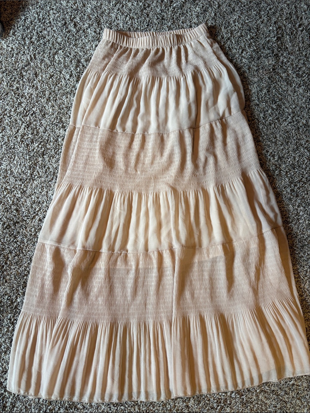 Cream Tiered Maxi Skirt